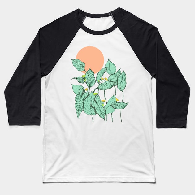 Vertical leaves and sunset Baseball T-Shirt by romulofq